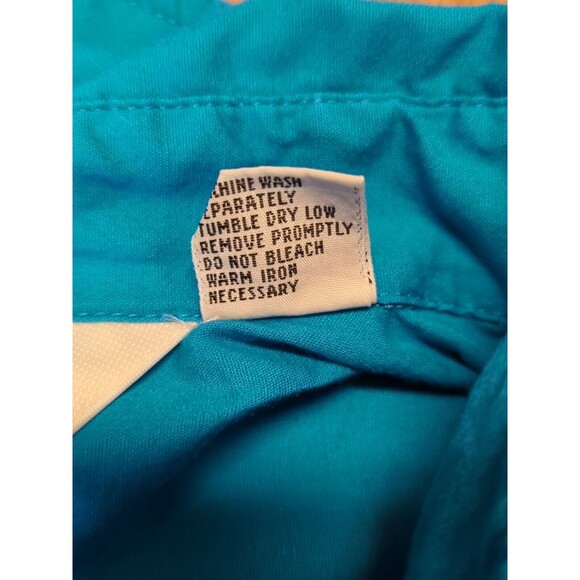 Diane Von Furstenberg Blouse Top Womens Size 20 Button Up Roll Tab Teal - Picture 8 of 10